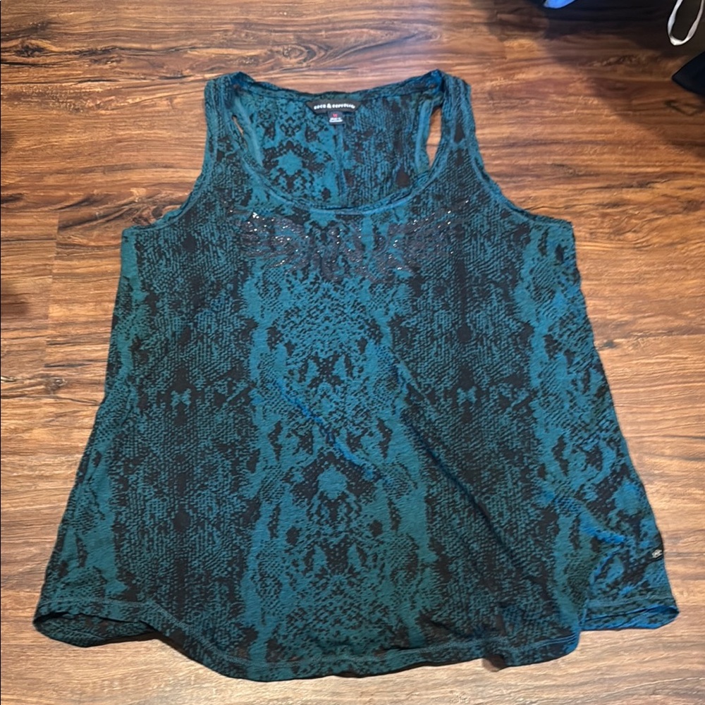 Teal and Black Sleeveless Top